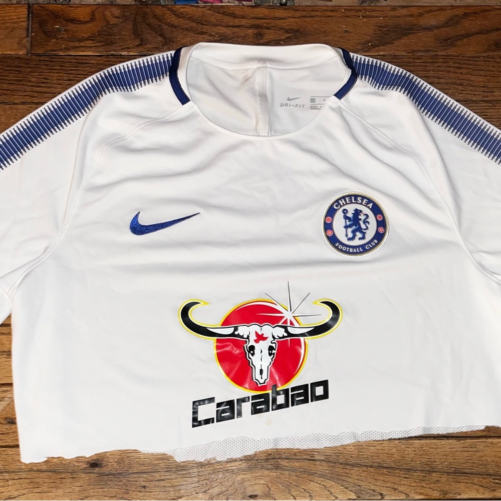 Nike Vintage White and Blue Chelsea FC Jersey